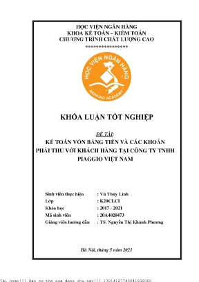 Kế Toán Vốn Bằng Tiền và Khoản Phải Thu Tại Công Ty TNHH