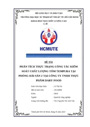 Phân Tích Kiểm Soát Chất Lượng Tôm Tempura Tại Dary Food