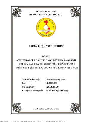 Cấu trúc vốn và khả năng sinh lời của doanh nghiệp năng