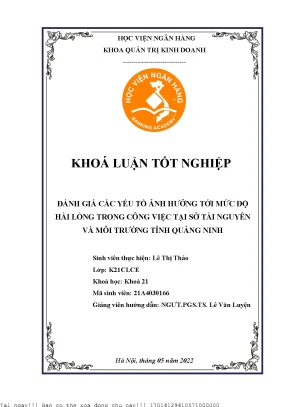 Yếu Tố Ảnh Hưởng Đến Sự Hài Lòng Trong Công Việc Tại Sở