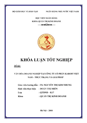 Văn Hóa Doanh Nghiệp Tại Công Ty Cổ Phần Karofi Việt