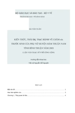 Nghiên cứu kiến thức và thái độ chăm sóc trước sinh của
