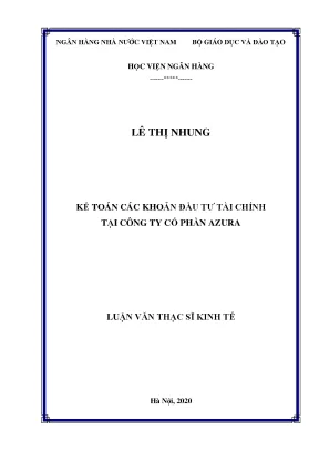 Kế Toán Đầu Tư Tài Chính Tại Công Ty Cổ Phần Azura