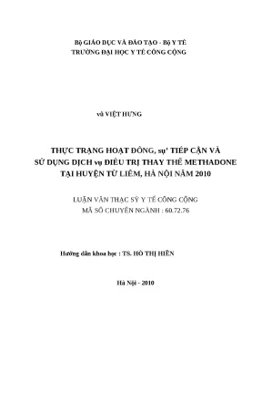Thực trạng sử dụng dịch vụ điều trị thay thế methadone