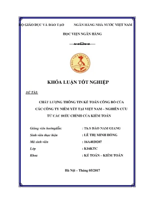 Chất lượng thông tin kế toán công bố của công ty niêm