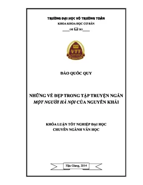 Vẻ Đẹp Trong Tập Truyện Ngắn 'Một Người Hà Nội' Của