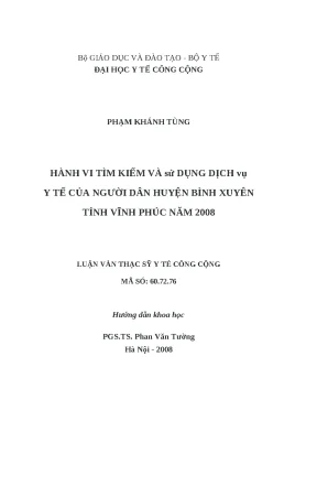Hành Vi Tìm Kiếm và Sử Dụng Dịch Vụ Y Tế của Người Dân