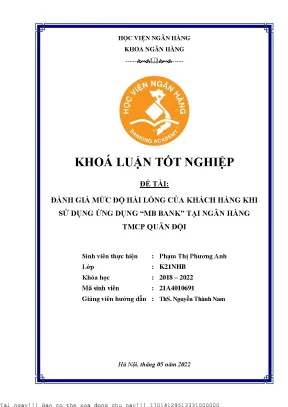 Đánh Giá Hài Lòng Khách Hàng Với Ứng Dụng MB Bank Tại