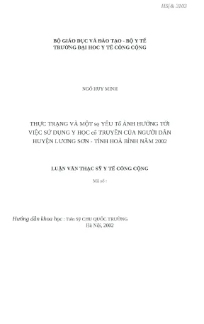 Tình hình sử dụng y học cổ truyền tại huyện Lương Sơn,