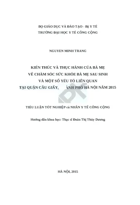 Kiến thức và thực hành chăm sóc sức khỏe bà mẹ sau sinh 