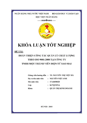 Hoàn Thiện Quản Lý Chất Lượng ISO 9001:2008 Tại Công Ty
