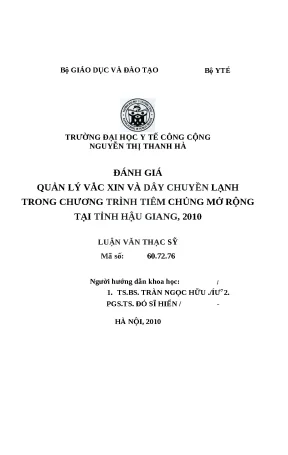 Đánh Giá Quản Lý Vắc Xin và Dây Chuyền Lạnh Trong Tiêm
