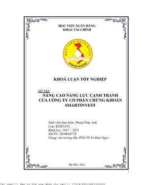 Nâng cao năng lực cạnh tranh của Smart Invest trong thị