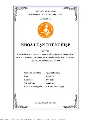 Tác động của Fintech đến hiệu quả hoạt động của BIDV Chi