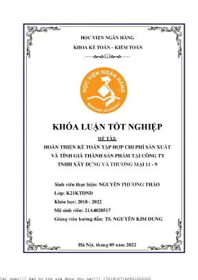 Cải Tiến Kế Toán Chi Phí Sản Xuất và Tính Giá Thành Sản