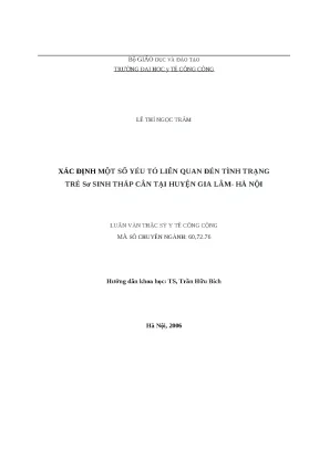 Yếu Tố Ảnh Hưởng Đến Tình Trạng Trẻ Sơ Sinh Thấp Cân Tại