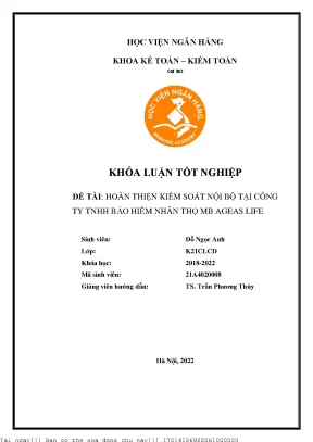 Cải tiến hệ thống kiểm soát nội bộ tại MB Ageas Life