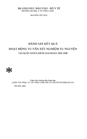 Đánh Giá Hoạt Động Tư Vấn Xét Nghiệm Tự Nguyện Tại Quận