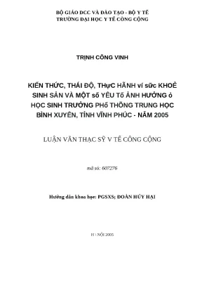 Nghiên cứu kiến thức và thái độ về sức khỏe sinh sản của 