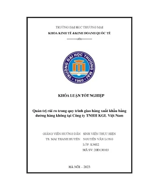 Quản Trị Rủi Ro Giao Hàng Xuất Khẩu Hàng Không Tại KGL
