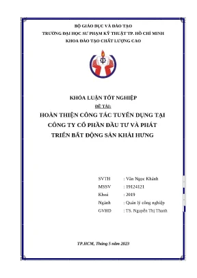 Cải Tiến Quy Trình Tuyển Dụng Tại Công Ty Khải Hưng
