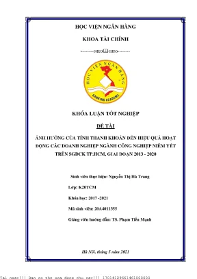 Tính Thanh Khoản và Hiệu Quả Hoạt Động Doanh Nghiệp Niêm