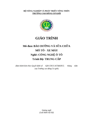 Giáo Trình Bảo Dưỡng và Sửa Chữa Mô Tô Xe Máy Nghề Công