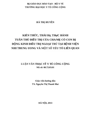 Kiến thức và Thái độ của Cha Mẹ về Điều Trị Ngoại Trú