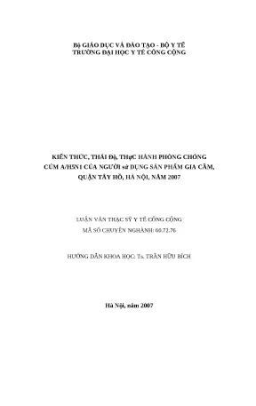 Kiến thức và Thái độ Phòng chống Cúm A/H5N1 của Người