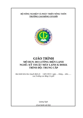 Giáo Trình Đo Lường Điện Lạnh Nghề Cơ Điện Tử Trung Cấp