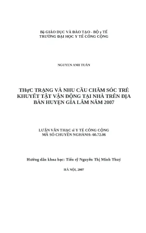 Chăm Sóc Trẻ Khuyết Tật Vận Động Tại Nhà: Thực Trạng và