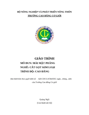 Giáo Trình Mài Mặt Phẳng Nghề Cắt Gọt Kim Loại Cao Đẳng