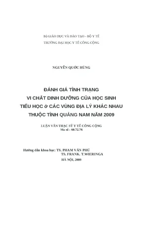 Đánh Giá Tình Trạng Vi Chất Dinh Dưỡng Của Học Sinh Tiểu
