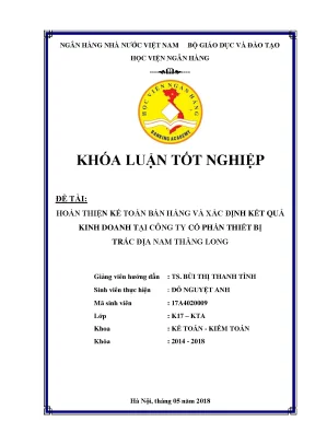 Hoàn Thiện Kế Toán Bán Hàng Tại Công Ty Cổ Phần Thiết Bị