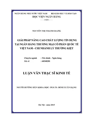 Giải Pháp Nâng Cao Chất Lượng Tín Dụng Tại Ngân Hàng