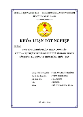 Giải Pháp Hoàn Thiện Kế Toán Chi Phí Sản Xuất Tại Công