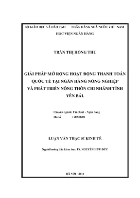 Giải Pháp Mở Rộng Hoạt Động Thanh Toán Quốc Tế Tại Ngân
