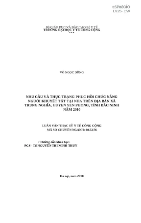 Phục hồi chức năng cho người khuyết tật tại nhà: Nhu cầu