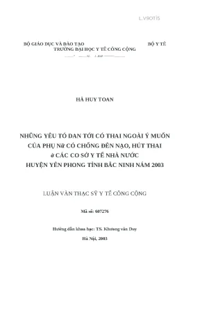 Yếu Tố Dẫn Đến Thai Ngoài Ý Muốn Ở Phụ Nữ Có Chồng Tại