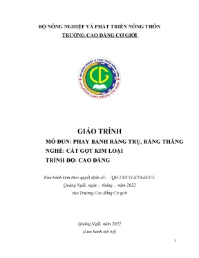 Giáo Trình Phay Bánh Răng Trụ Răng Thẳng - Đào Tạo Nghề 