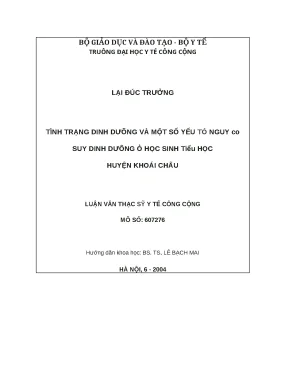 Tình Trạng Dinh Dưỡng và Nguy Cơ Suy Dinh Dưỡng ở Học