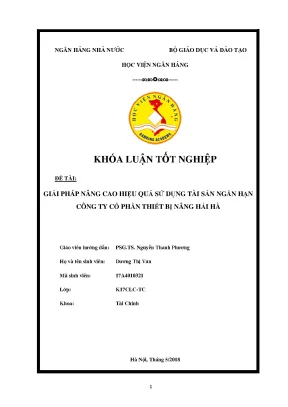 Giải Pháp Nâng Cao Hiệu Quả Sử Dụng Tài Sản Ngắn Hạn Tại