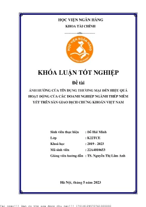 Tín dụng thương mại và hiệu quả doanh nghiệp thép niêm