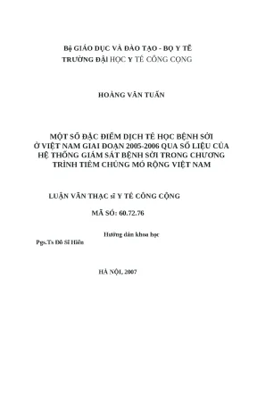 Đặc điểm dịch tễ học bệnh sởi ở Việt Nam giai đoạn 2005-2006