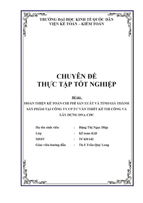 Cải Tiến Kế Toán Chi Phí Sản Xuất và Tính Giá Thành Sản