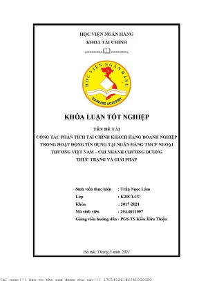 Phân Tích Tài Chính Khách Hàng Doanh Nghiệp Trong Hoạt