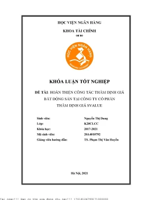 Cải tiến quy trình thẩm định giá bất động sản tại Svalue