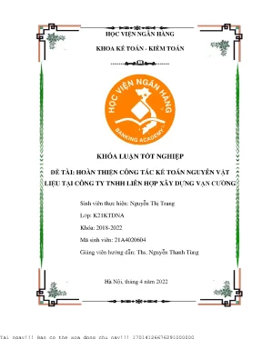 Cải Tiến Kế Toán Nguyên Vật Liệu Tại Công Ty TNHH Liên