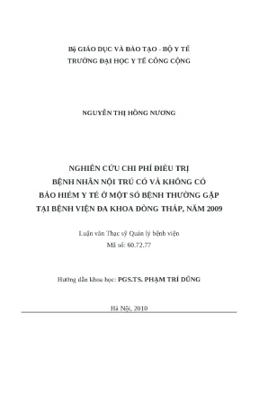 Chi Phí Điều Trị Bệnh Nhân Nội Trú Có và Không Có Bảo