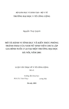 Nghiên cứu hành vi tình dục và kiến thức phòng tránh